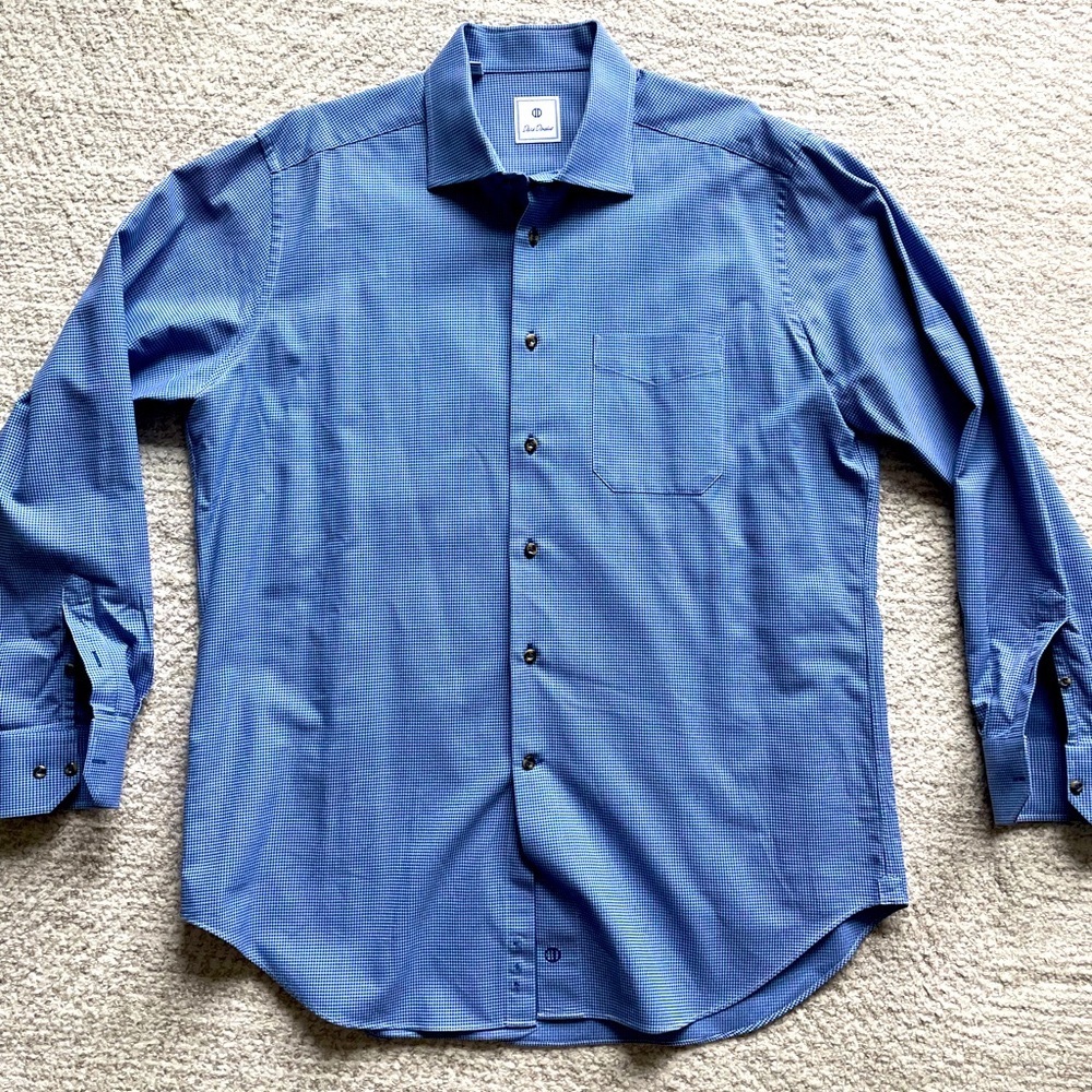 David Donahue Mens Dress Shirt, Size XL, Blue